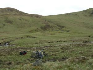 Leaving the bike in Glen Taitneach