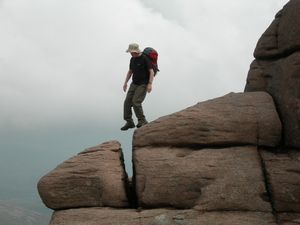 Descending from the summit stone