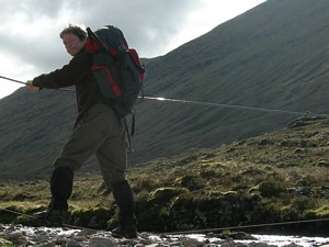 Crossing the wire bridge