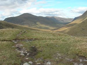 The path back from the Bealach Bhearnais