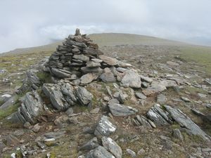 The southern cairn (ie summit)with the north cairn just visible behind and to the right