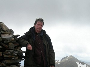 By the summit cairn of Mullach Fraoch-choire with A Chralaig behind