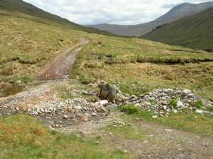 The track back along the valley bottom