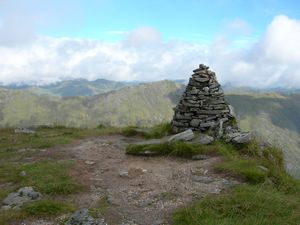 Summit cairn and South Shiel ridge