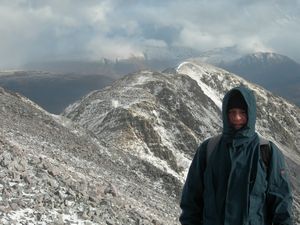 Andrew on Beinn Liath Mhor with the ridge behind him