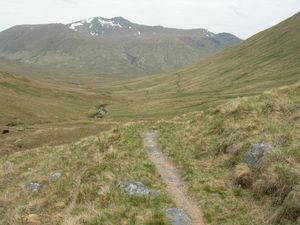 Near the end of the glen, with Sgurr nan Ceathreamhnan ahead