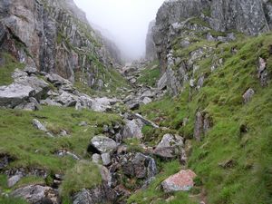 Looking back up the gully