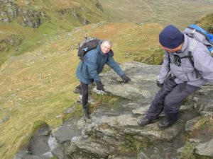 Andrew commencing the climb down