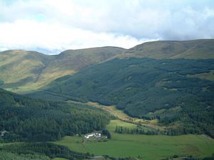 Looking down into Glen Doll from the Scorrie