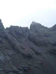 Sgurr Alasdair and the Great Stone Chute from Coire Laggan