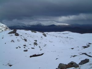 My footprints in the snow on the slopes of Beinn Achaladair