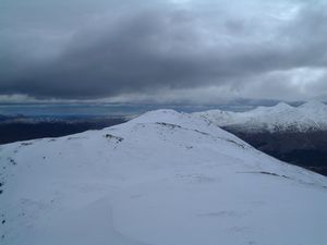 Walking along the ridge from Meall a Churain towards the summit of Sgiath Chuil