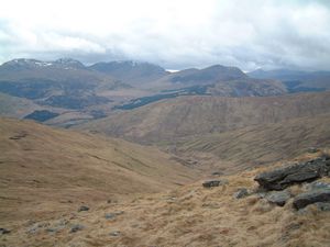 The descent into Gleann a Chlachain from Ben Challum