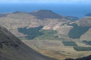 Looking down at the Glen Brittle Youth Hostel from the slopes of Sgurr na Banachdich.