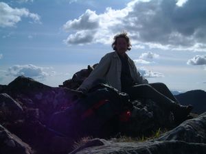 Taking a rest at the top of Creag nan Damh