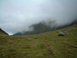 The bealach between the Aonachs and Carn Mor Dearg