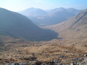 The route of descent into Glen Ceitlein