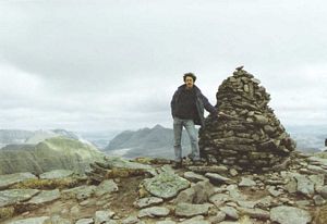 The summit cairn of Sgurr Mhor