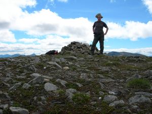 Looking silly at the top of Beinn Mhanach after the wind blew my hat up