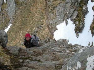 Andrew on his way down the tricky pitch